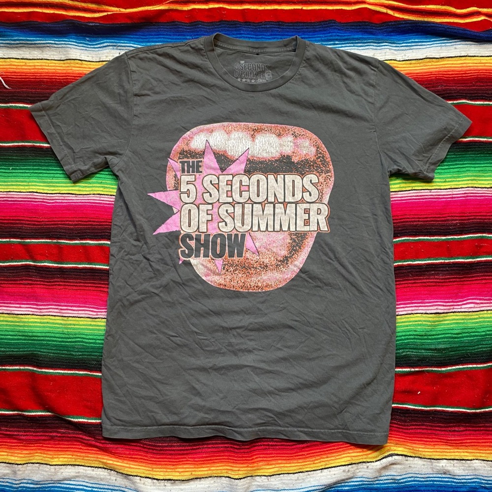 5 Seconds of Summer World Tour 2023 Band Tee Shirt Mens Large Charcoal Grey